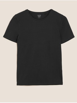 Přiléhavé tričko s vysokým podílem bavlny Marks & Spencer černá