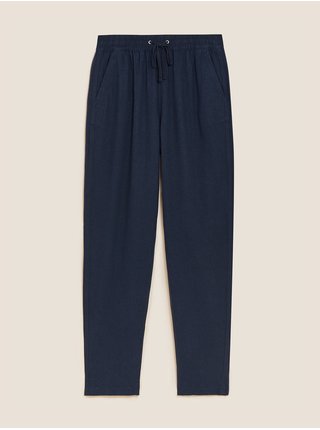 Kalhoty ke kotníkům s vysokým podílem lnu, mírně zúženého střihu Marks & Spencer námořnická modrá