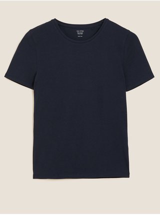 Přiléhavé tričko s vysokým podílem bavlny Marks & Spencer námořnická modrá