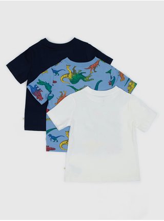 Sada troch chlapčenských vzorovaných tričiek v bielej a modrej farbe GAP