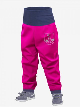 Tmavě růžové holčičí softshellové kalhoty s vysokým pasem Unuo