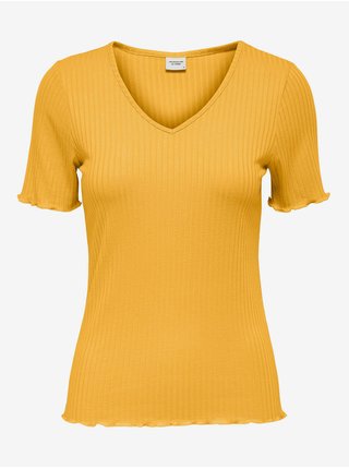 Žluté žebrované tričko Jacqueline de Yong Fransiska