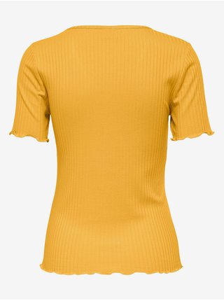 Žluté žebrované tričko Jacqueline de Yong Fransiska