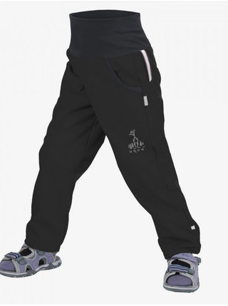 Černé dětské softshellové kalhoty s vysokým pasem Unuo