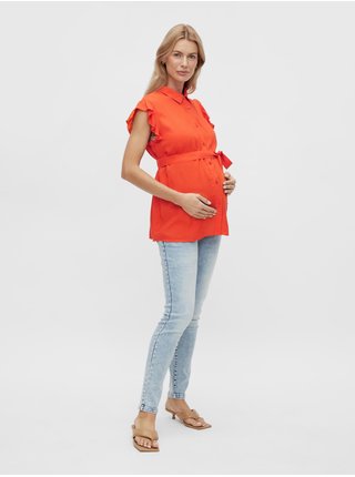 Oranžová tehotenská halenka so zaväzovaním Mama.licious Mercy