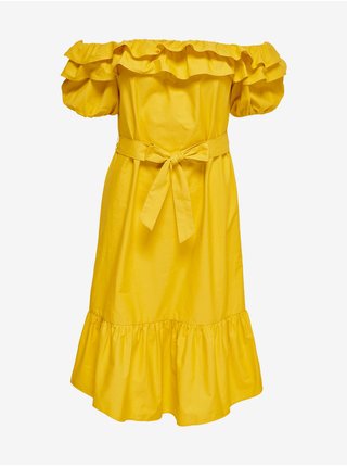 Žluté šaty s odhalenými rameny JDY Cuba