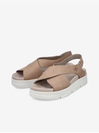 Béžové dámské kožené sandály Rieker