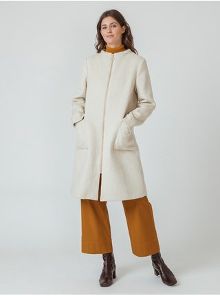 Bílý dámský vlněný kabát SKFK Katerina