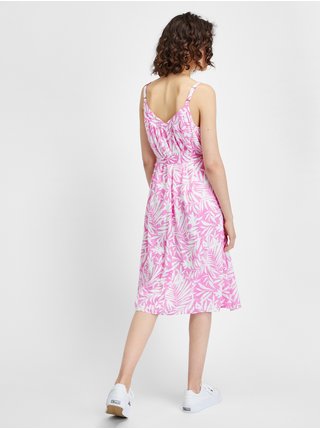 Bílo-růžové dámské květované šaty na ramínka GAP 