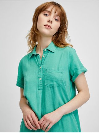 Zelené dámske voľné šaty s golierom GAP