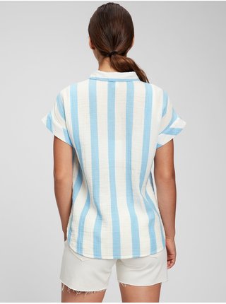 Modro-biela dámska pruhovaná košeľa s krátkym rukávom GAP