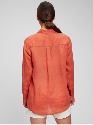 Oranžová dámska ľanová košeľa GAP