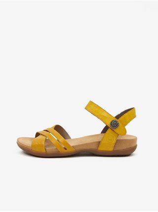 Žluté dámské kožené sandály Rieker