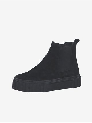 Čierne kožené členkové topánky Tamaris