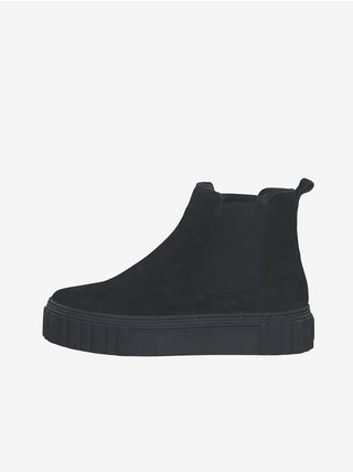 Čierne kožené členkové topánky Tamaris