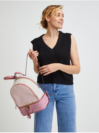Růžový dámský vzorovaný batoh Michael Kors Rhea