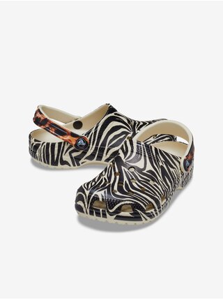 Černo-bílé dámské vzorované pantofle Crocs