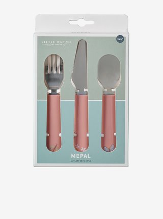 Sada dětské vidličky, lžíce a nože v růžové barvě Mepal Mio (3 ks)