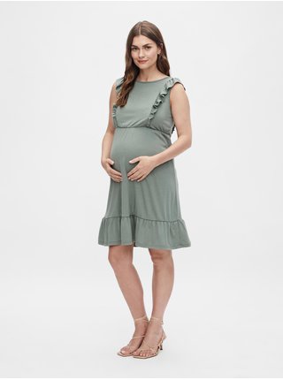 Khaki těhotenské šaty s výstřihem na zádech Mama.licious Roberta