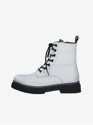 Čierno-biele kožené členkové topánky  Tamaris