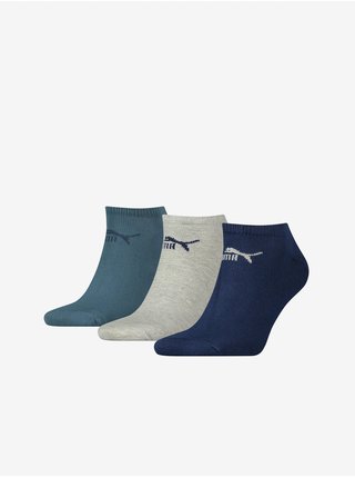 Sada tří párů ponožek v petrolejové, šedé a tmavě modré barvě Puma