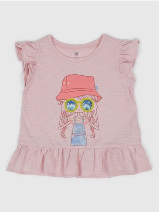 Růžové holčičí tričko s potiskem GAP