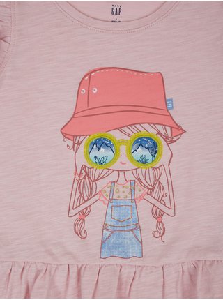 Ružové dievčenské tričko s potlačou GAP