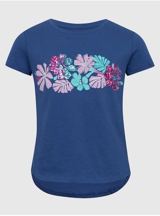 Tmavomodré dievčenské kvetované tričko GAP
