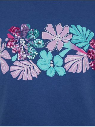 Tmavě modré holčičí květované tričko GAP 