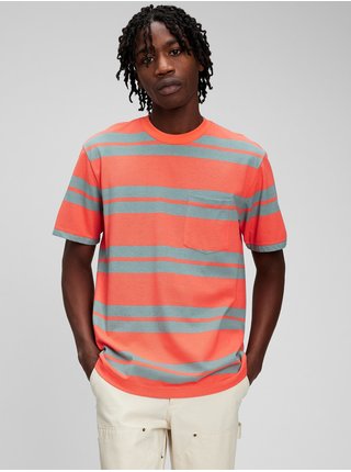 Šedo-oranžové pánské pruhované tričko GAP 