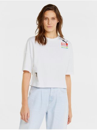 Bílé dámské oversize tričko Puma Brand Love