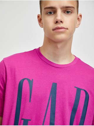 Růžové pánské tričko GAP Logo crewneck