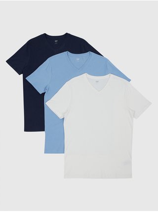 Sada tří pánských basic triček v bílé a modré barvě GAP 