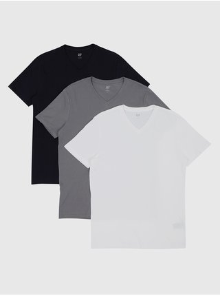 Sada tří pánských basic triček v bílé, černé a šedé barvě GAP   