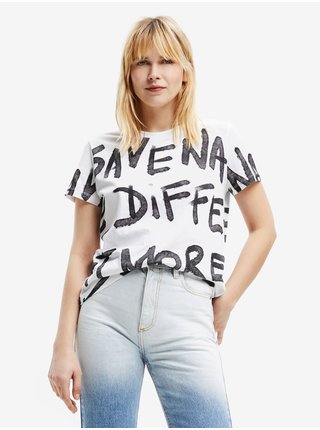 Černo-bílé dámské vzorované tričko Desigual Enya