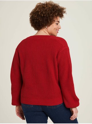 Červený dámsky rebrovaný sveter Tranquillo