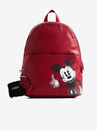 Červený dámský batoh s potiskem Desigual Mickey