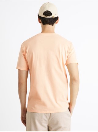 Svetlo oranžové bavlnené tričko Celio Cecarto Sunshine