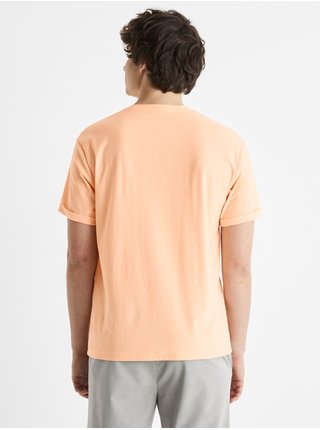 Světle oranžové hladké bavlněné tričko Celio Cecola