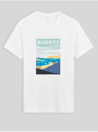 Bílé bavlněné tričko Celio Cevinty Biarritz 