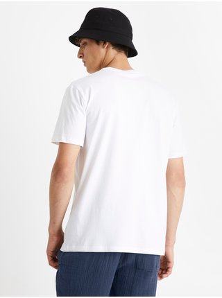 Biele bavlnené tričko Celio Cesouth Miami
