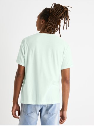 Světle zelené hladké bavlněné tričko Celio Cecola