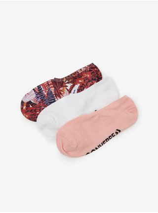 Sada tří párů dámských ponožek v růžové a bílé barvě Converse 