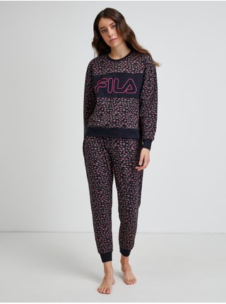 Růžovo-černé dámské vzorované pyžamo FILA