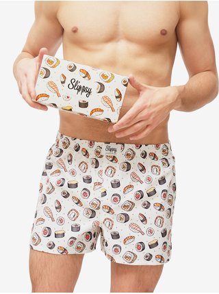 Bílé pánské vzorované trenýrky Slippsy Sushi