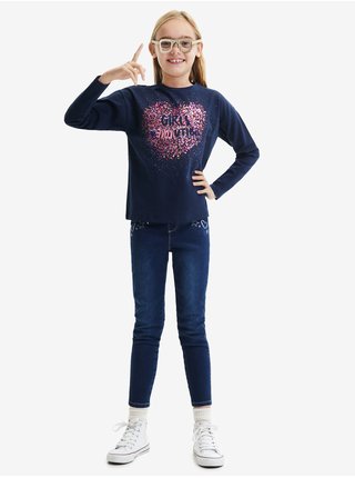 Tmavomodré dievčenské tričko Desigual Alba