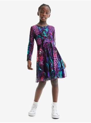 Černo-fialové dievčenské vzorované šaty Desigual Aguirre