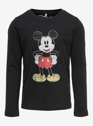 Černé holčičí tričko s dlouhým rukávem ONLY Mickey