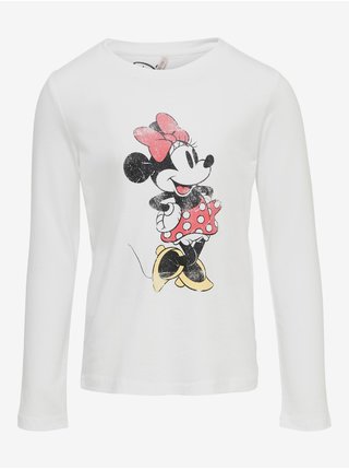 Biele dievčenské tričko s dlhým rukávom ONLY Mickey