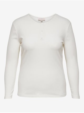 Bílé basic tričko s dlouhým rukávem ONLY CARMAKOMA Adda